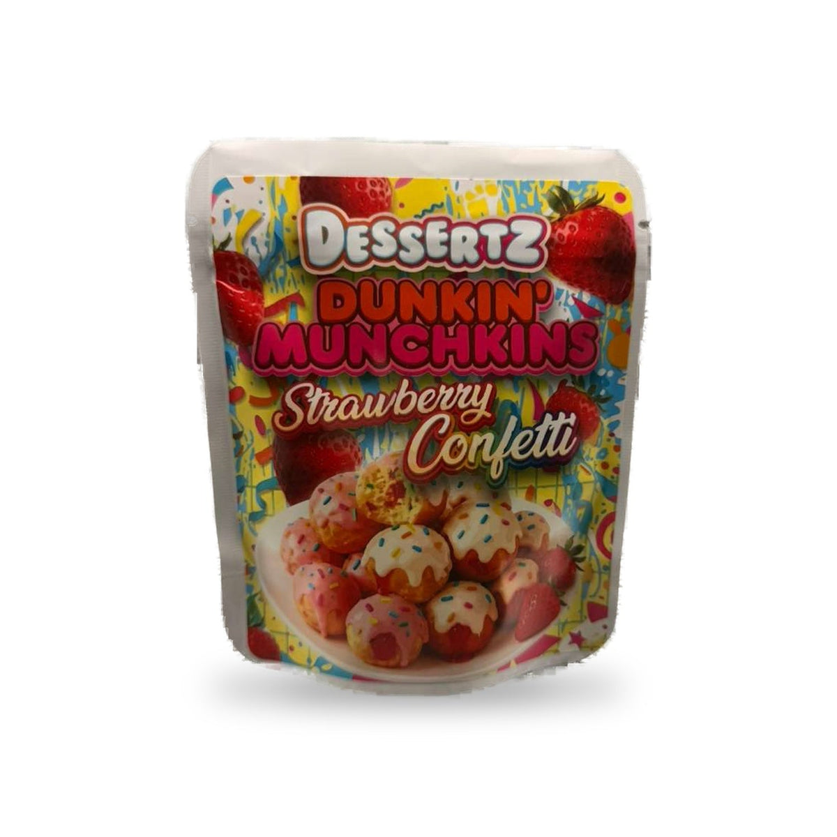 Dessertz Dunkin' Munchkins Strawberry Confetti Mylar Bag