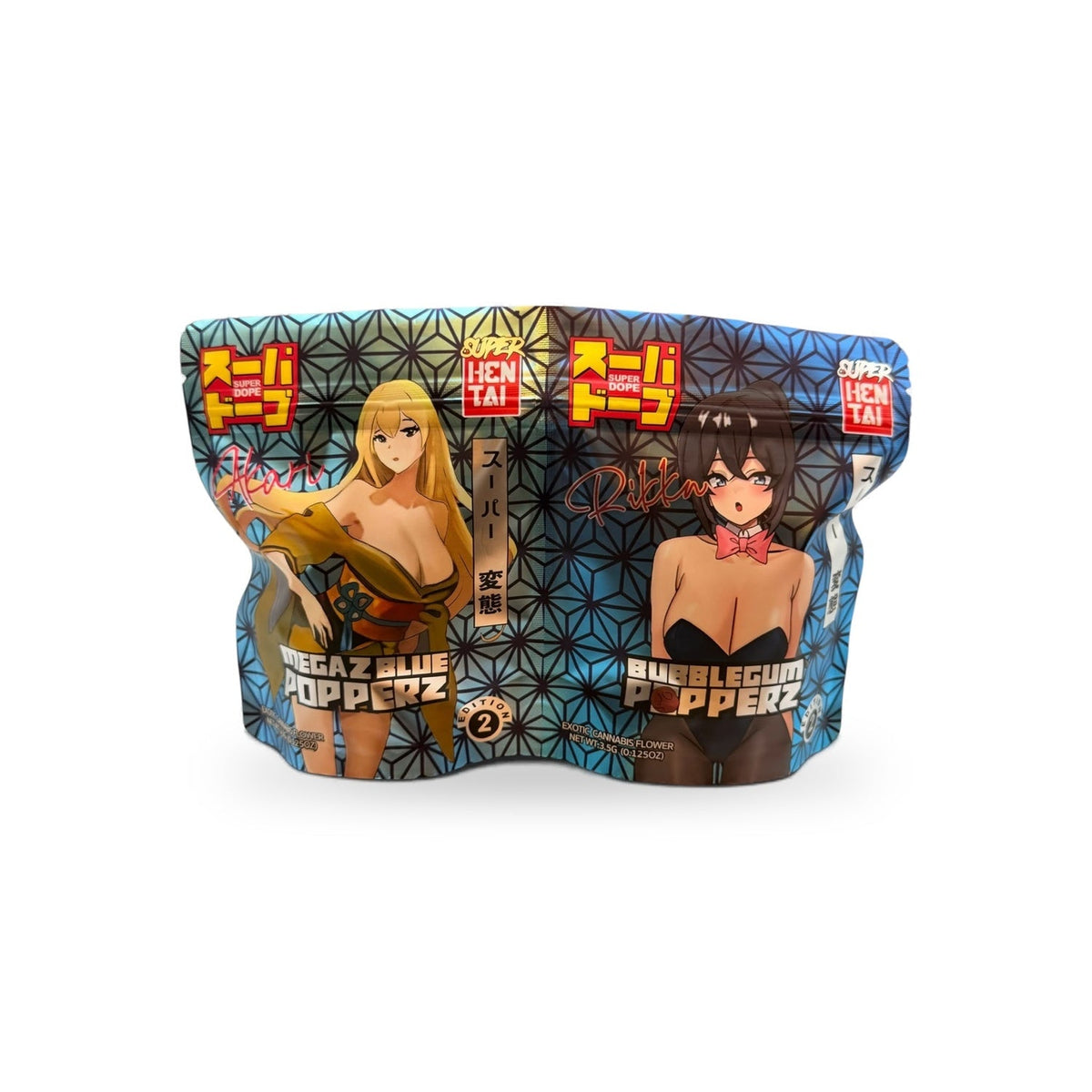 Megaz Blue Popperz × Bubblegum Popperz 2-in-1 Mylar Bag