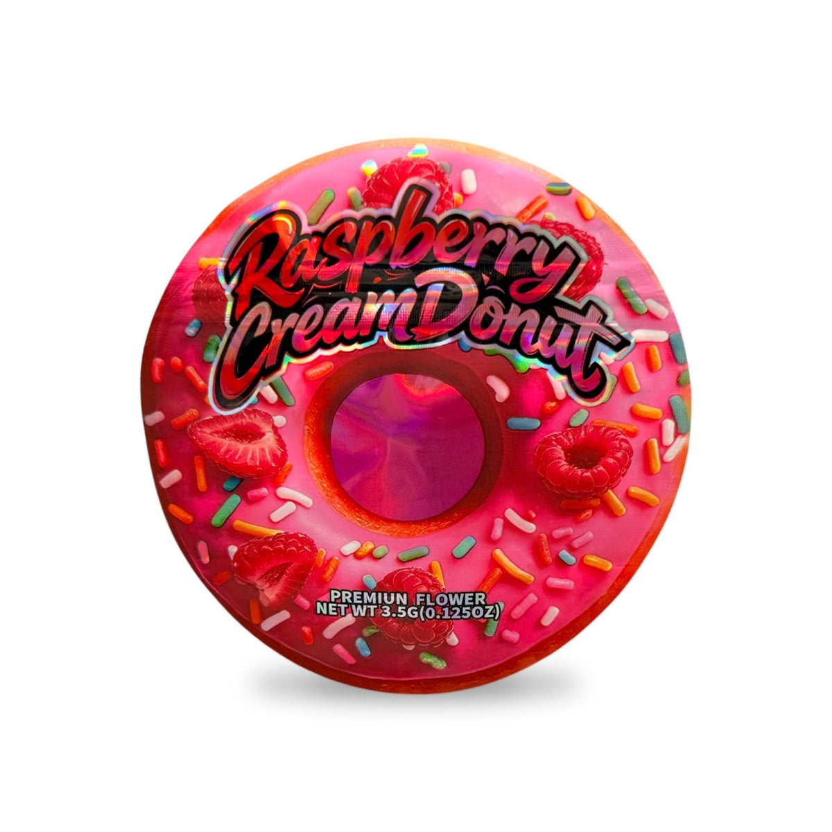 Raspberry Cream Donut Mylar Bag
